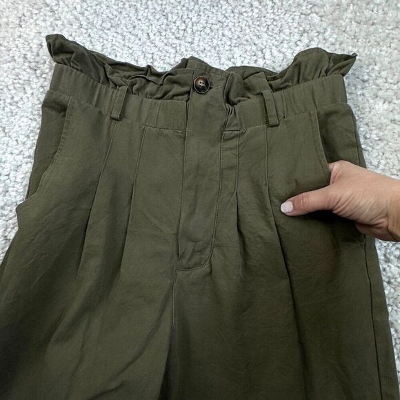 Anthropologie Avec Les Filles Paperbag Ankle Pants Olive Green NO BELT - Picture 6 of 8